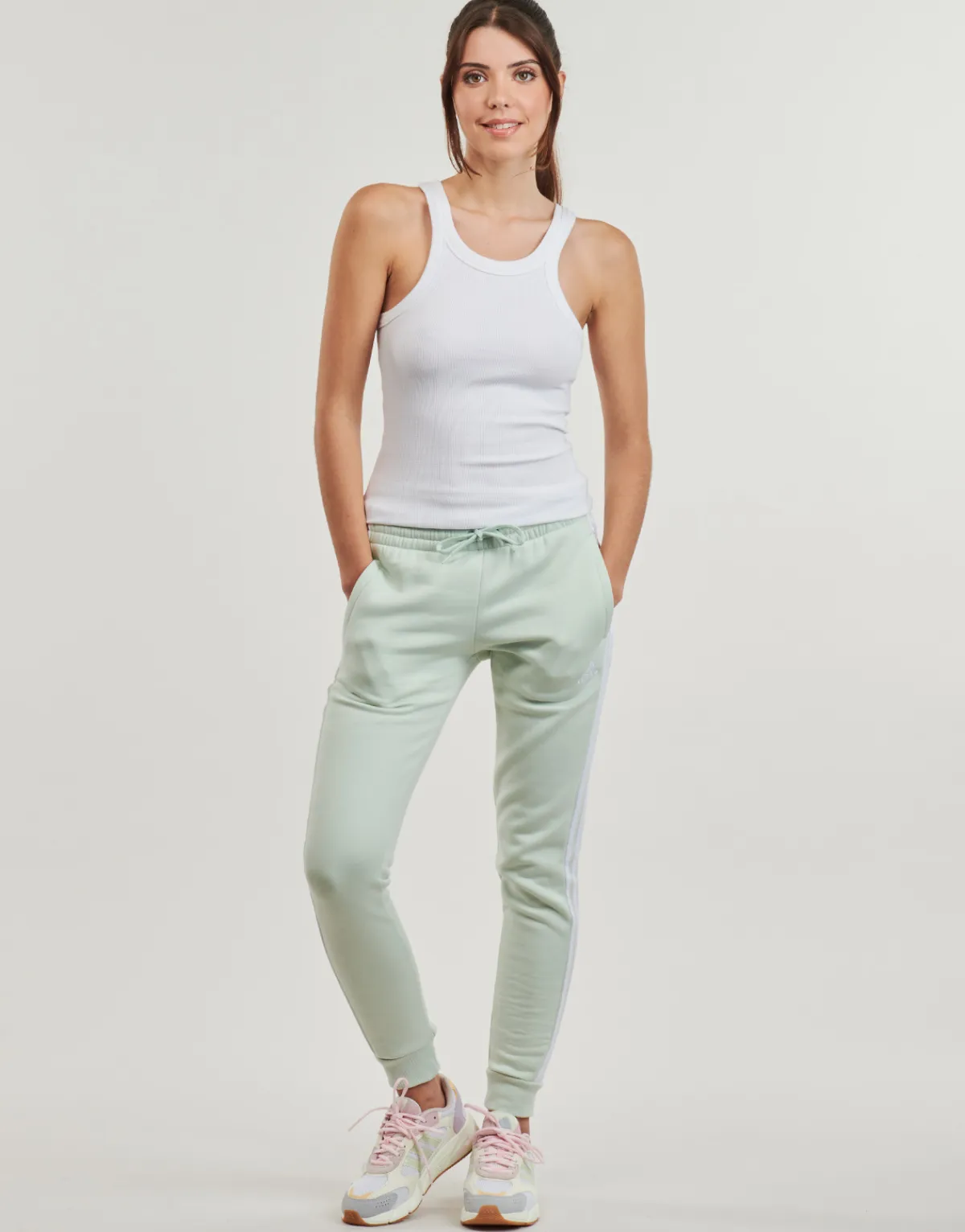 Adidas Sportswear - Essentials 3-Stripes Fleece Joggers Vert Outlet