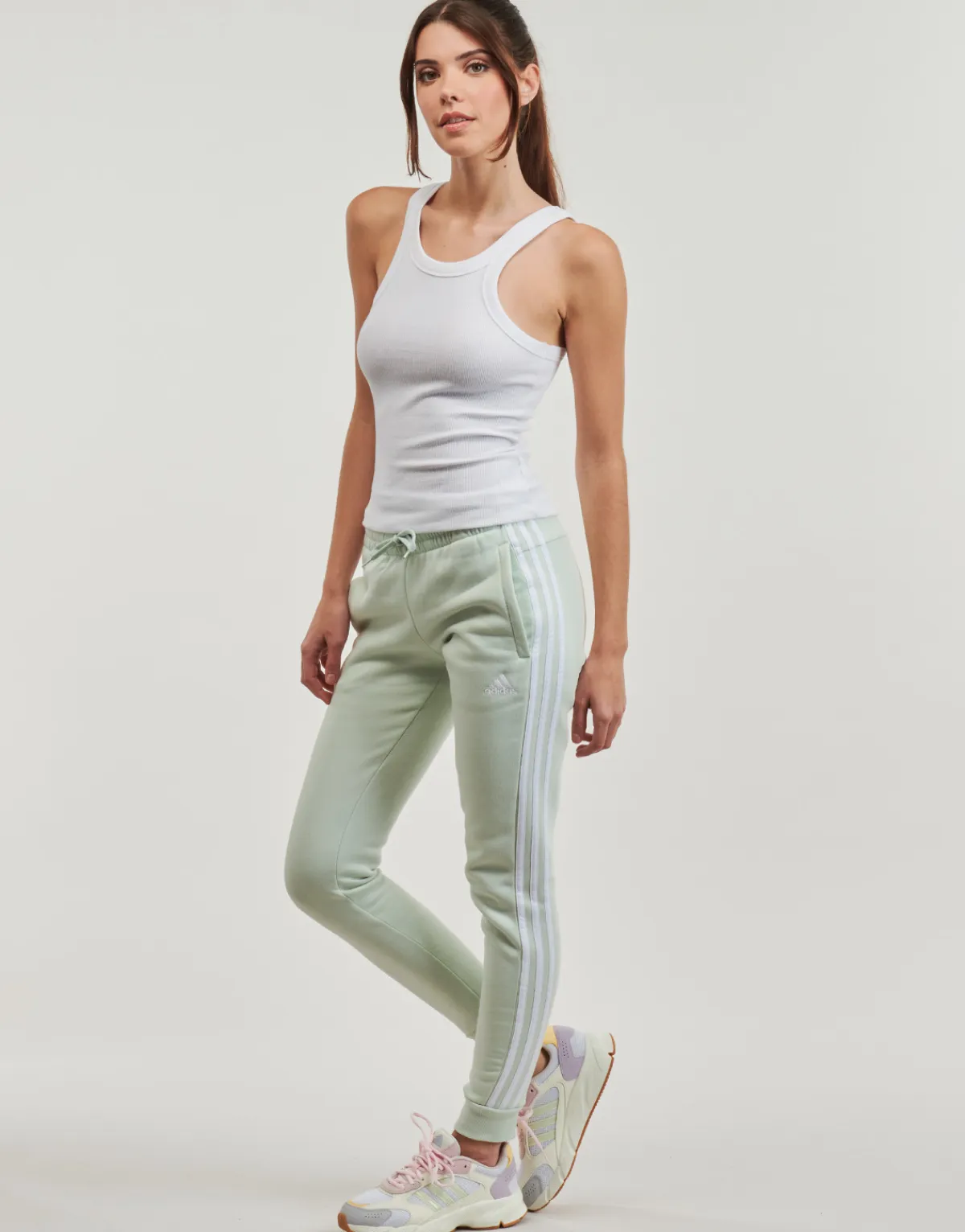 Adidas Sportswear - Essentials 3-Stripes Fleece Joggers Vert Outlet