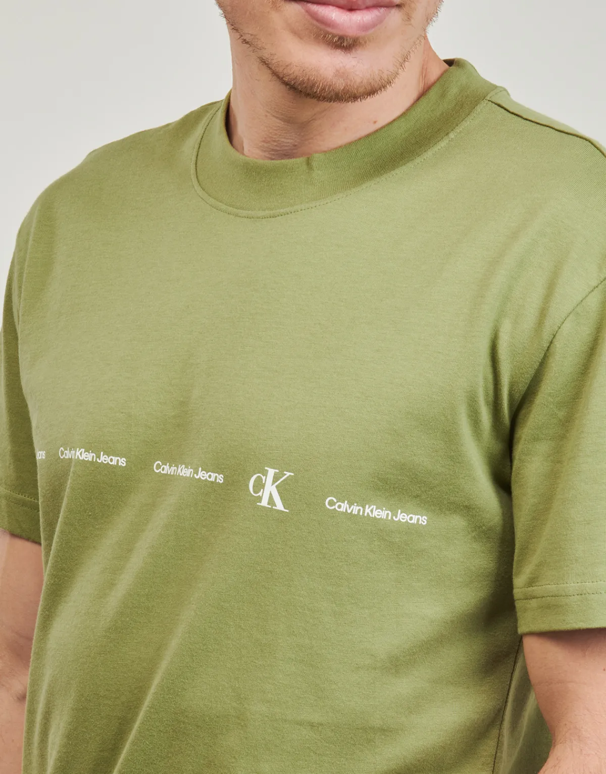 Calvin Klein Jeans - LOGO REPEAT TEE Kaki Sale