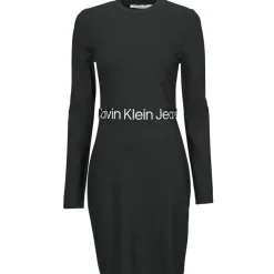 Calvin Klein Jeans - LOGO ELASTIC MILANO LS DRESS Noir Best