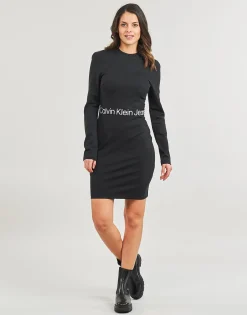 Calvin Klein Jeans - LOGO ELASTIC MILANO LS DRESS Noir Best