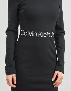 Calvin Klein Jeans - LOGO ELASTIC MILANO LS DRESS Noir Best