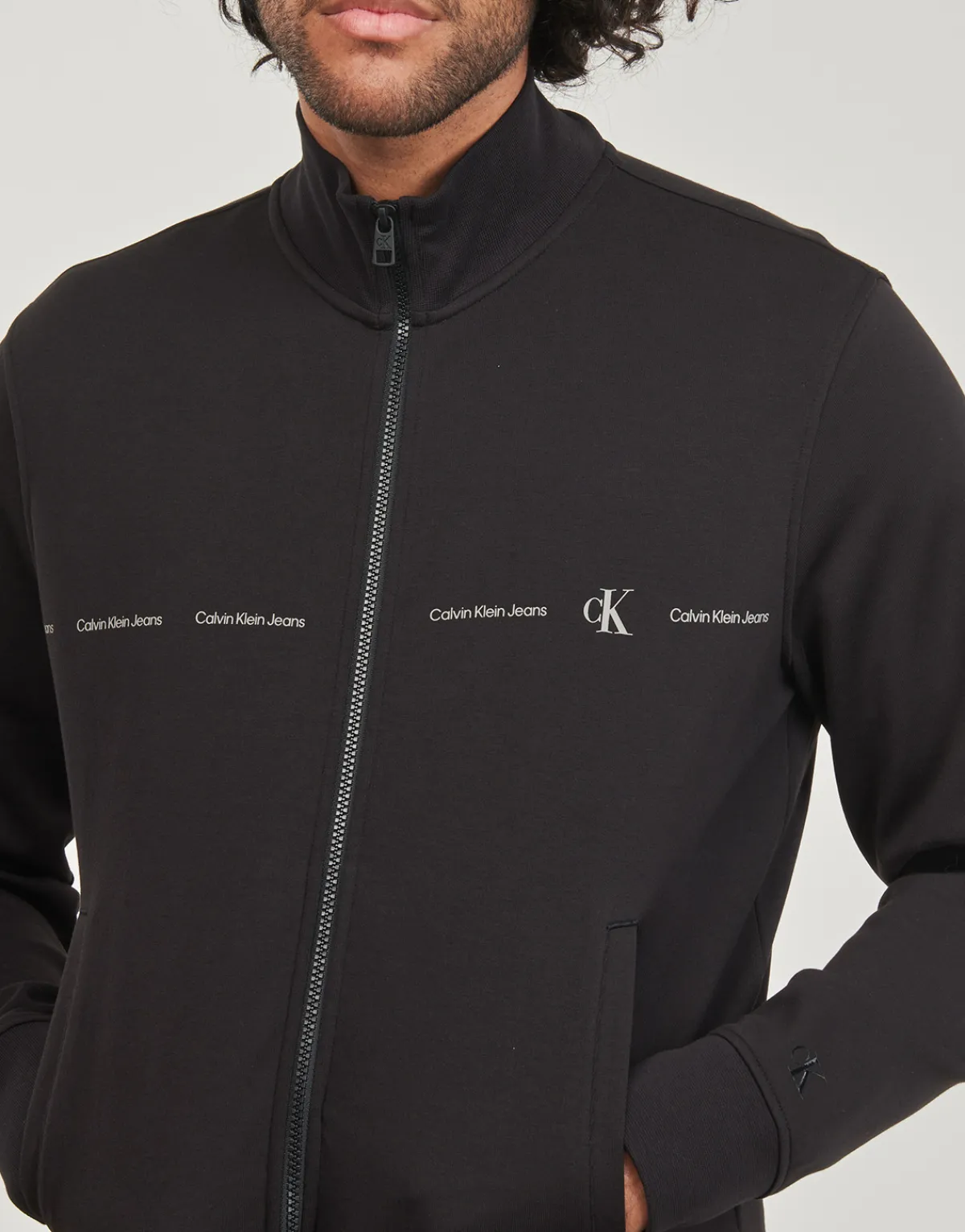 Calvin Klein Jeans - LOGO REPEAT ZIP THROUGH Noir New