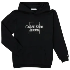 Hot Calvin Klein Jeans - METALLIC BOX LOGO RELAXED HOODIE Noir