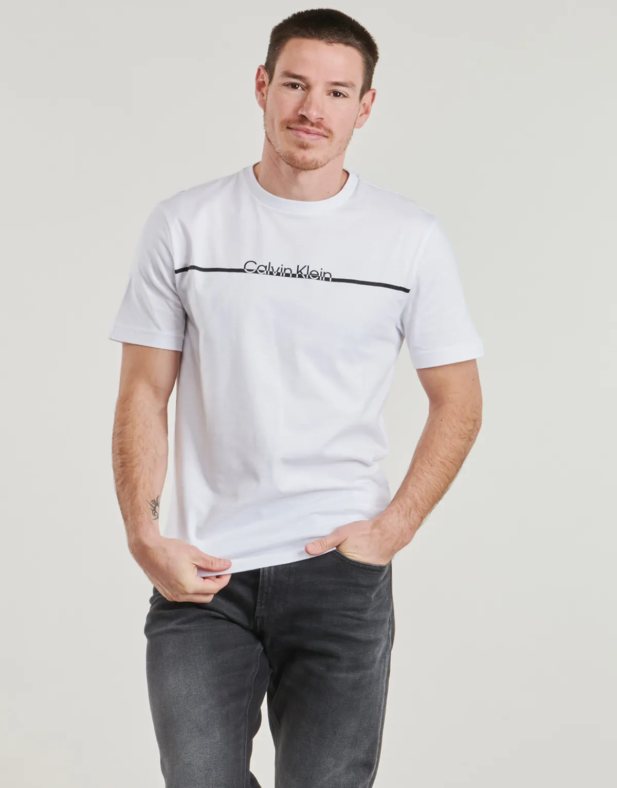 Calvin Klein Jeans - SPLIT LINE LOGO T-SHIRT Blanc Best
