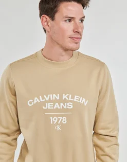 Calvin Klein Jeans - VARSITY CURVE CREW NECK Beige Sale