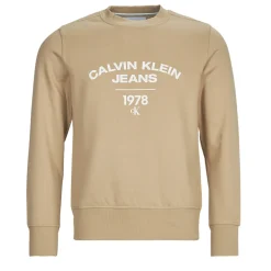Calvin Klein Jeans - VARSITY CURVE CREW NECK Beige Sale
