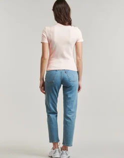 Discount Calvin Klein Jeans - WOVEN LABEL RIB FITTED TEE Rose