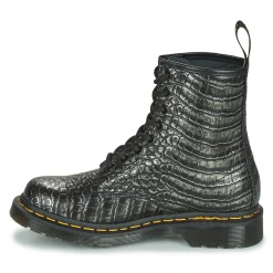 Dr. Martens - 1460 GUNMETAL WILD CROC EMBOSS Noir Sale