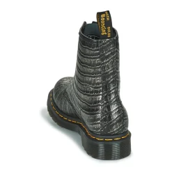 Dr. Martens - 1460 GUNMETAL WILD CROC EMBOSS Noir Sale
