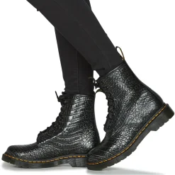 Dr. Martens - 1460 GUNMETAL WILD CROC EMBOSS Noir Sale