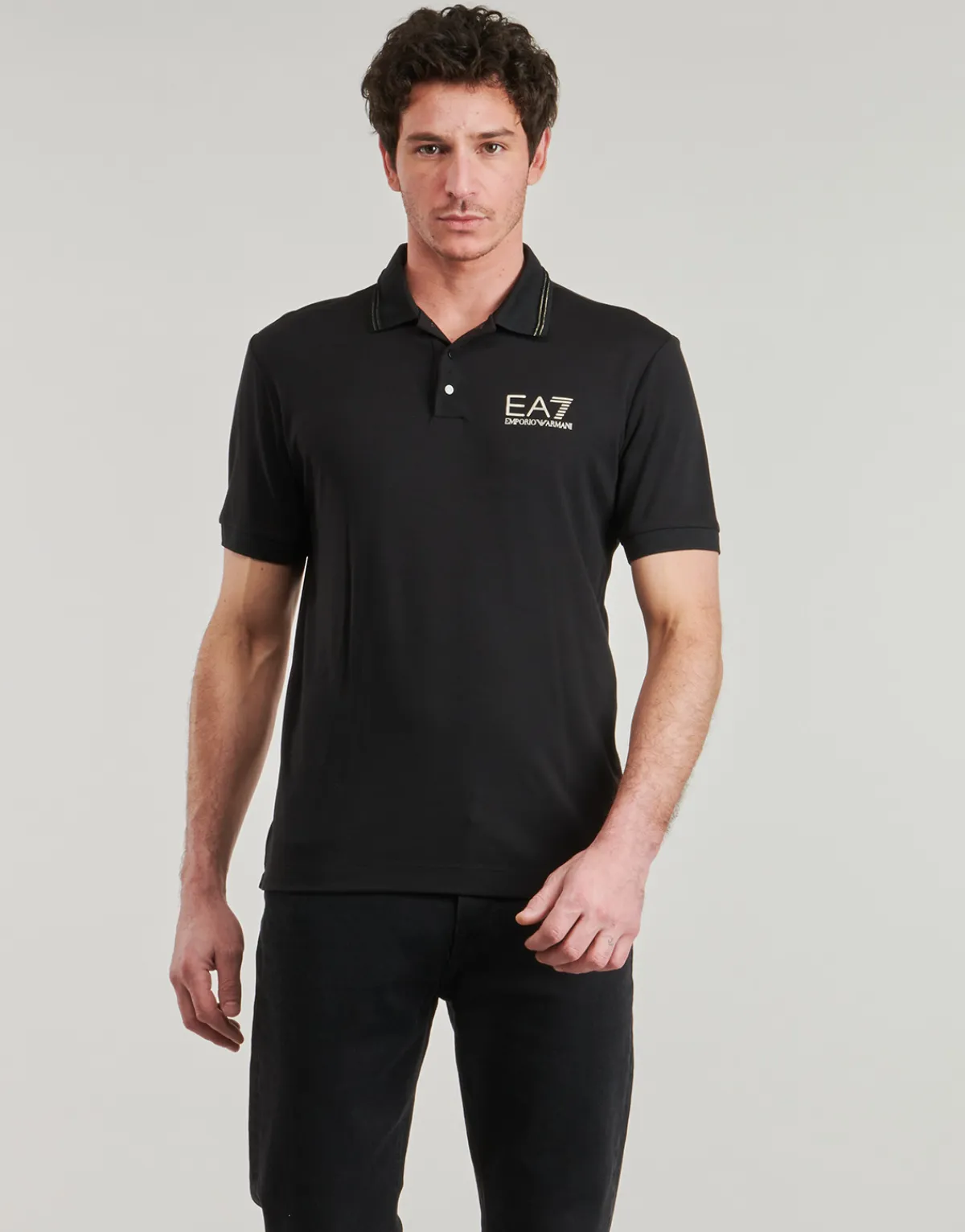 New Emporio Armani EA7 - TRAIN GOLD LABEL POLO PUNTO ROMA 7M000300 Noir