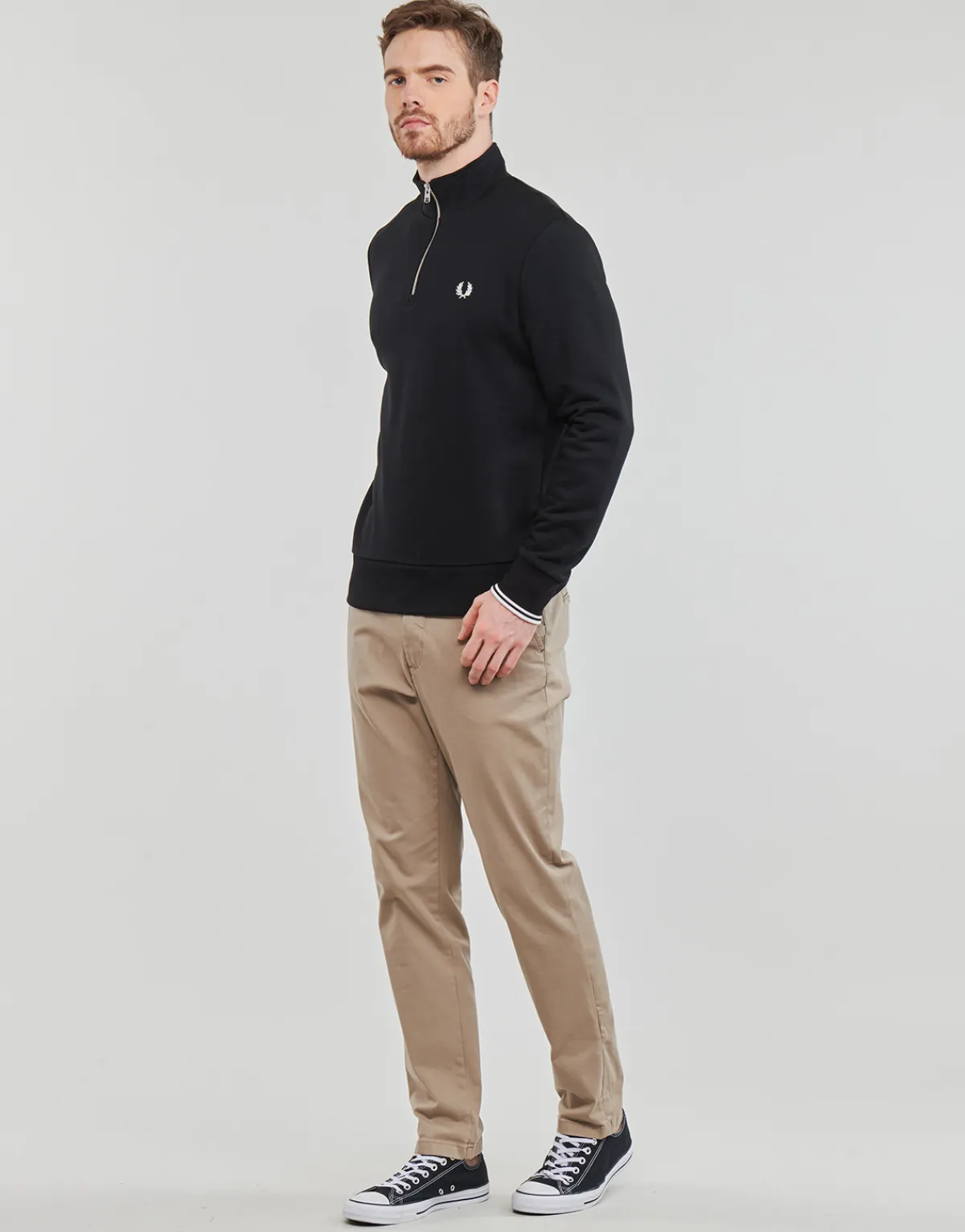 Fred Perry - HALF ZIP SWEATSHIRT Noir Online