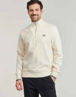 New Fred Perry - HALF ZIP SWEATSHIRT Ecru