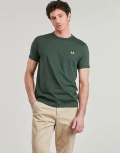 Outlet Fred Perry - RINGER T-SHIRT Vert