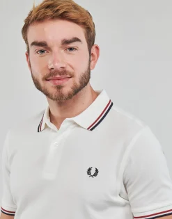 Online Fred Perry - TWIN TIPPED SHIRT Blanc