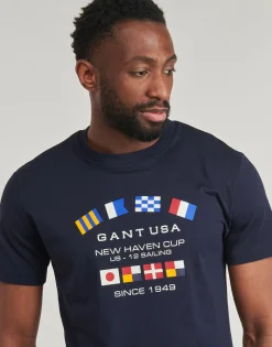Clearance Gant - GRAPHIC SS T-SHIRT Marine