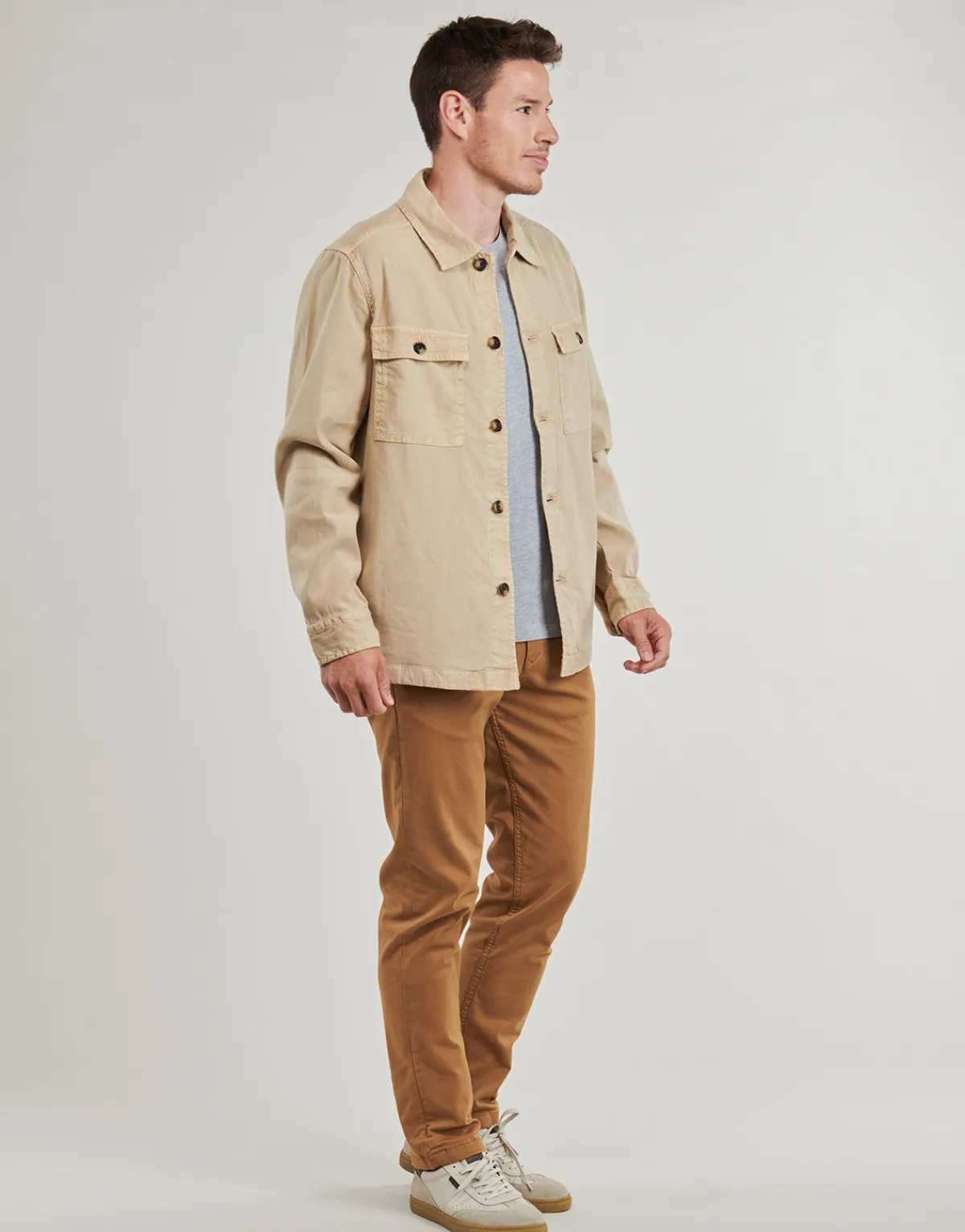 Gant - REG COT/LINEN OVERSHIRT Beige