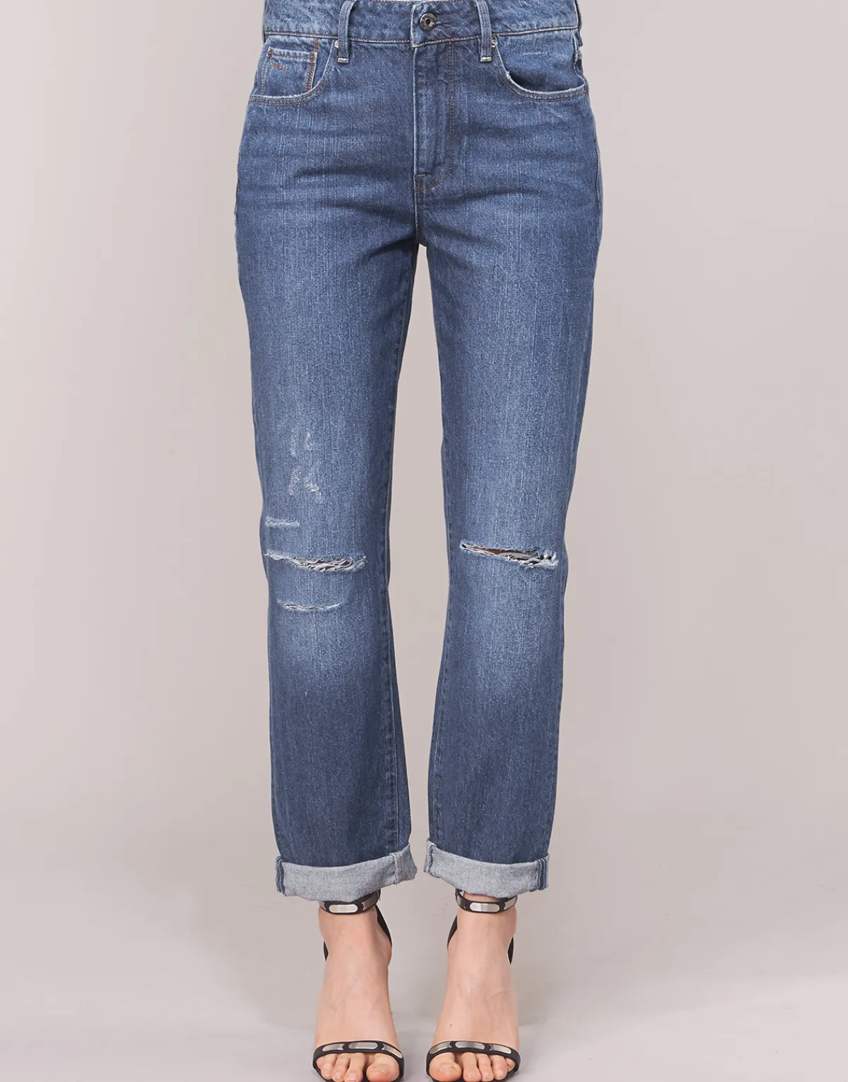 G-Star Raw - 3302 SADDLE MID BOYFRIEND BleuMediumAgedRipped Online