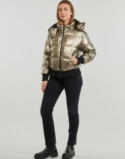 Clearance Guess - BICE METALLIC HOODIE PUFFER Bronze