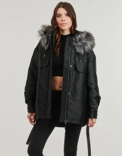 Guess - ELLY LOGO JACQUARD PARKA Noir