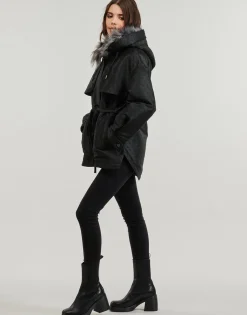 Guess - ELLY LOGO JACQUARD PARKA Noir