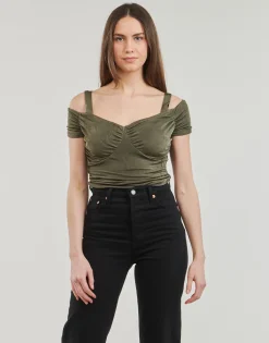 Outlet Guess - EMILY SHINY RIB Kaki