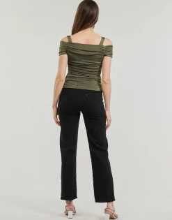 Outlet Guess - EMILY SHINY RIB Kaki