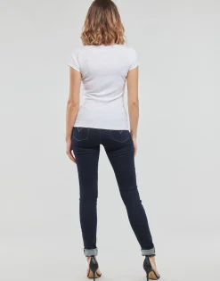 Guess - ES SS KARLEE JEWEL BTN HENLEY Blanc Outlet