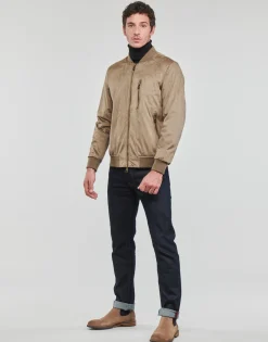 Guess - FAUX SUEDE HOODED BOMBER Beige