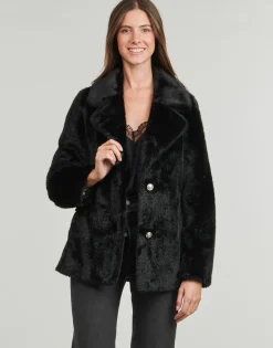 Online Guess - FILOMENA FAUX FUR JKT Noir