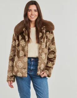 Guess - KARINE FUR LOGO JKT Marron Online