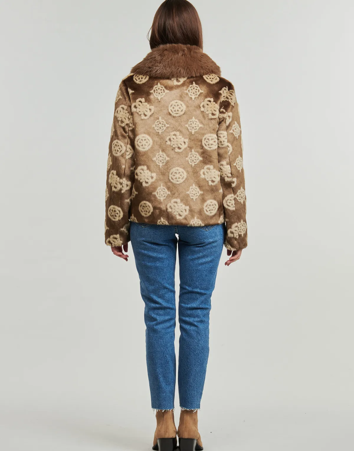Guess - KARINE FUR LOGO JKT Marron Online