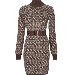 Guess - LISE 4G LS BELTED DRESS SWTR Marron Best