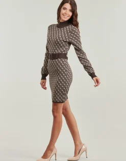 Guess - LISE 4G LS BELTED DRESS SWTR Marron Best