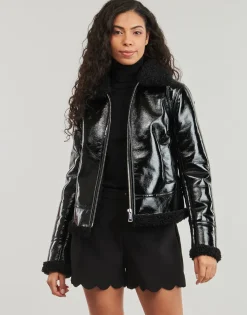 Sale Guess - LS ANDREA FAUX SHEARLING JKT Noir