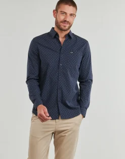 Guess - LS SUNSET MELANGE SHIRT Bleu Outlet