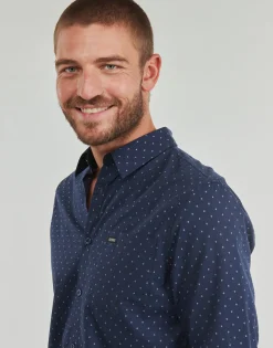 Guess - LS SUNSET MELANGE SHIRT Bleu Outlet