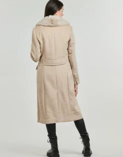 Guess - NANCY FIT COAT FAUX FUR COLLAR Beige New