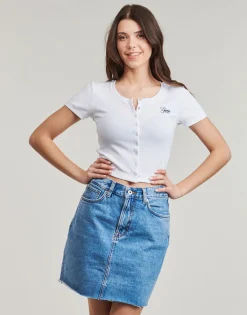 Guess - SL CN SNAP EMBRO SLIM TOP Blanc Online