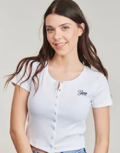 Guess - SL CN SNAP EMBRO SLIM TOP Blanc Online