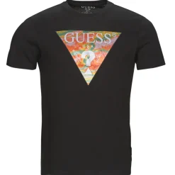Online Guess - SS BSC ABSTRACT TRI LOGO TEE Noir
