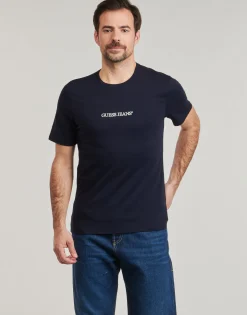Clearance Guess - SS CN SLIM LOGO EMBRO TEE Marine