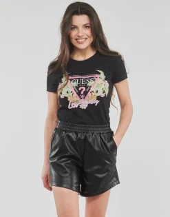 Guess - SS CN TRIANGLE FLOWERS TEE Noir Online