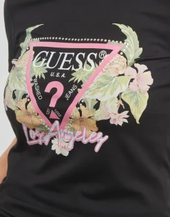 Guess - SS CN TRIANGLE FLOWERS TEE Noir Online