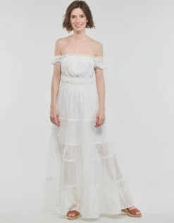 Discount Guess - ZENA LONG DRESS Blanc