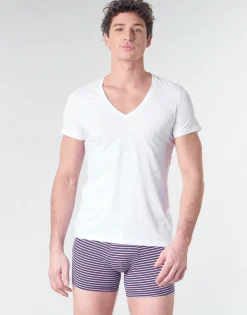 Hom - SUP' COTTON TSHIRT COL V PROFOND Blanc Best