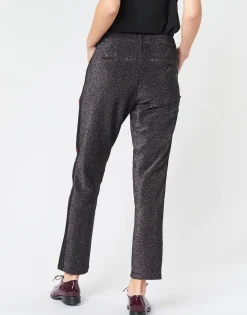 Maison Scotch - TAPERED LUREX PANTS WITH VELVET SIDE PANEL Gris Discount