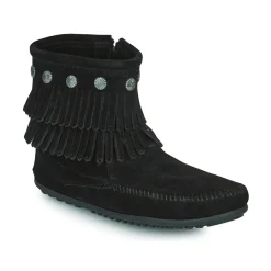 Minnetonka - DOUBLE FRINGE SIDE ZIP BOOT Noir New