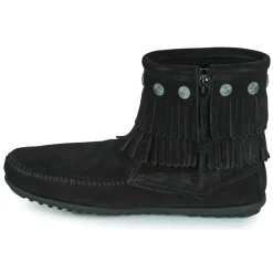 Minnetonka - DOUBLE FRINGE SIDE ZIP BOOT Noir New